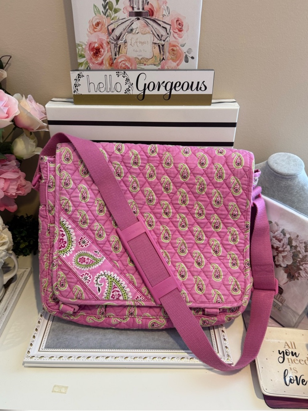 SOLD!!!   Vera Bradley Pink Paisley Messenger Bag